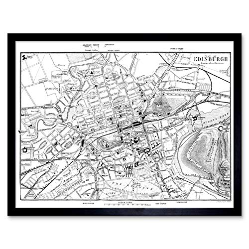 Artery8 Map 1888 Edinburgh City Scotland Plan Chart Art Print Framed Poster Wall Decor 12x16 inch Karte Stadt Schottland Wand Deko von Artery8