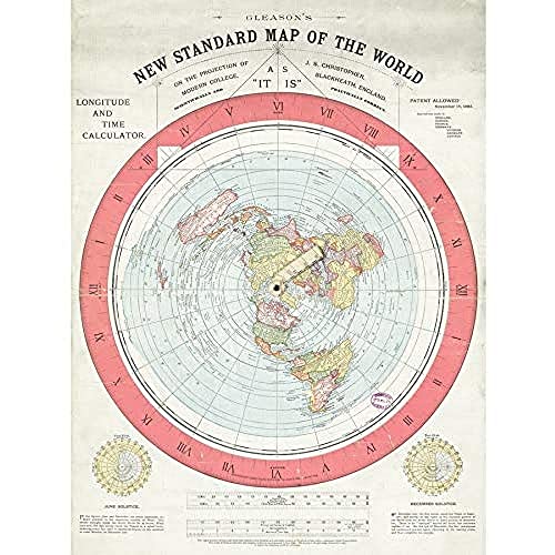 Map Gleason 1892 World Time Calculator Flat Earth Unframed Wall Art Print Poster Home Decor Premium Karte Welt Wand Zuhause Deko von Artery8