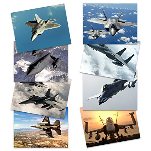 Military SR-71 Blackbird F-15 Eagle F-16 Falcon F-18 Hornet F-22 Raptor Fighters Navy Wall Art Poster Pack of 8 Militär Adler Kämpfer Marine Wand von Artery8