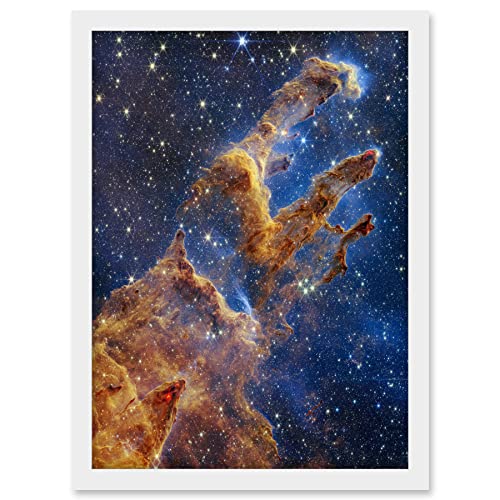 NASA James Webb Space Telescope Pillars of Creation Eagle Nebula Artwork Framed A3 Wall Art Print von Artery8