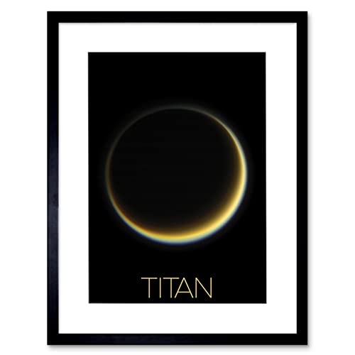 Artery8 NASA Our Solar System Titan Saturn's Moon Night Side Artwork Framed Wall Art Print 12X16 Inch von Artery8