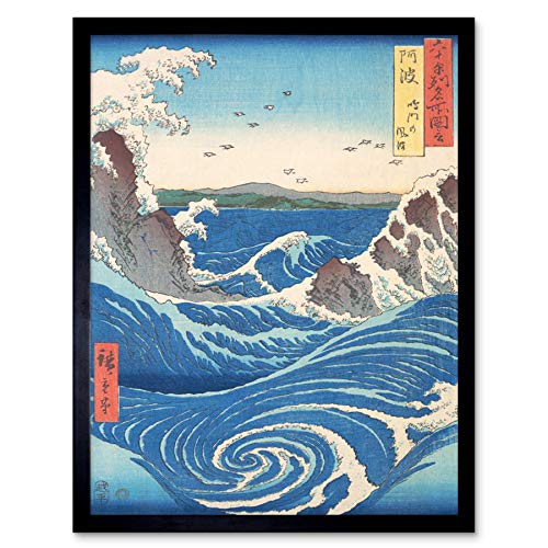 Artery8 Naruto Whirlpool Awa Province Utagawa Hiroshige Japanese Woodblock Art Print Framed Poster Wall Decor 12x16 inch japanisch Holz Mauer Deko von Artery8