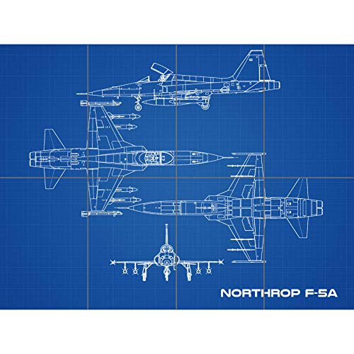 Northrop F-5A Freedom Fighter Aircraft Blueprint Plan XL Giant Panel Poster (8 Sections) Kämpfer Blau von Artery8