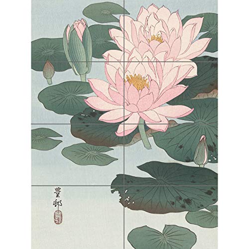 Ohara Koson Flowering Water Lily Painting XL Giant Panel Poster (8 Sections) Blume Wasser Gemälde von Artery8