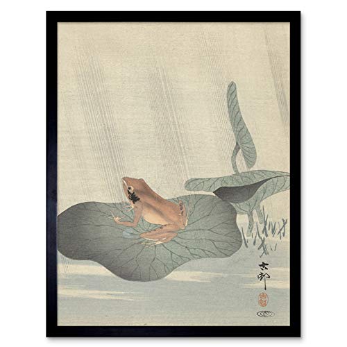 Artery8 Ohara Koson Frog Lotus Leaf Pond Japanese Painting Art Print Framed Poster Wall Decor 12x16 inch japanisch Gemälde Wand Deko von Artery8