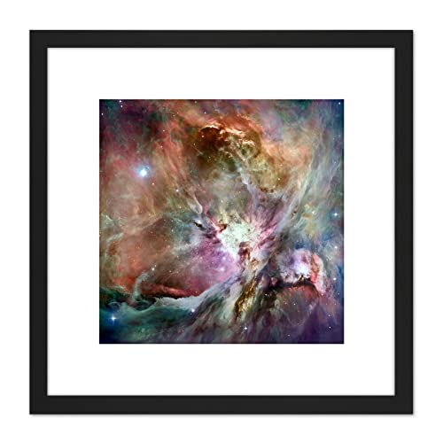 Artery8 Orion Nebula Spitzer Space Photograph 8X8 Inch Square Wooden Framed Wall Art Print Picture with Mount von Artery8