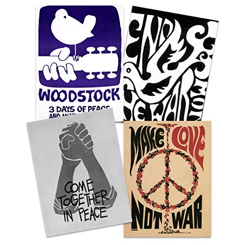 Poster zum 50. Jahrestag, Motiv Peace and Love – Woodstock Music Festival, 4 Stück von Artery8