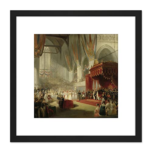 Artery8 Pieneman Inauguration King William II Amsterdam 8X8 Inch Square Wooden Framed Wall Art Print Picture with Mount von Artery8