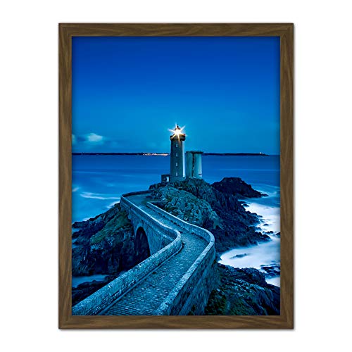Plouzane France Lighthouse Pier Night Photo Artwork Framed Wall Art Print 18X24 Inch Frankreich Leuchtturm Nacht Fotografieren Wand von Artery8