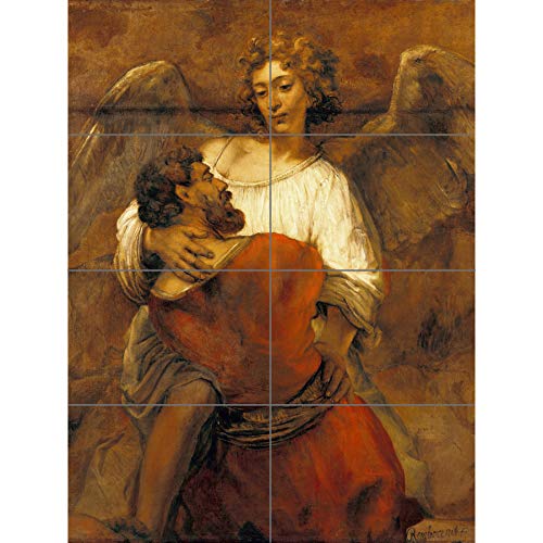 Rembrandt Jacob Wrestling With The Angel XL Giant Panel Poster (8 Sections) von Artery8