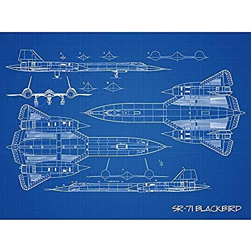 SR-71 Blackbird Habu US Aircraft Spy Plane Blueprint Plan Unframed Wall Art Print Poster Home Decor Premium Ebene Blau Wand Zuhause Deko von Artery8