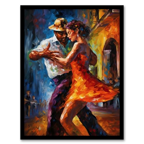 Salsa Street Dance Colourful Dancing Painting Rhythm Body Energy Theatre Arts Artwork Artwork Framed Wall Art Print 18X24 Inch von Artery8