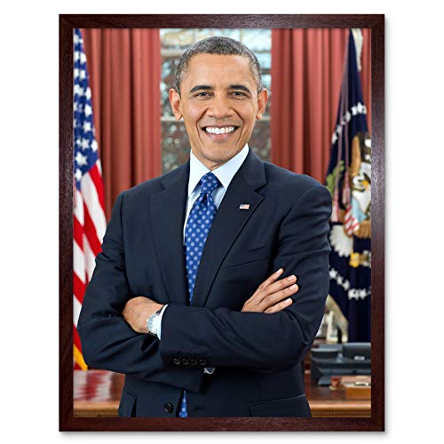 Artery8 Souza Portrait US President Barack Obama Photo Art Print Framed Poster Wall Decor 12x16 inch Porträt Präsident Fotografieren Wand Deko von Artery8