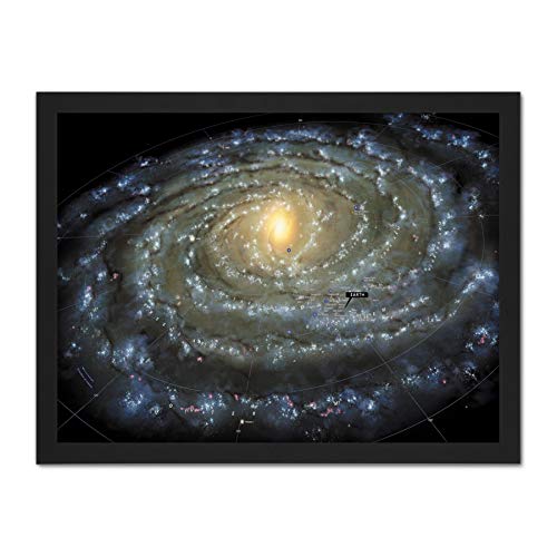 Artery8 Space Map Milky Way Galaxy Spiral Stars Solar System Artwork Framed Wall Art Print 18X24 Inch Platz Karte Sterne Wand von Artery8