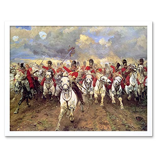 Artery8 Thompson Scotland Forever Battle Waterloo Painting Art Print Framed Poster Wall Decor 12x16 inch Schottland Schlacht Wasser Malerei Wand Deko von Artery8