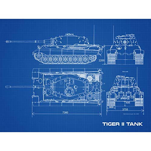 Tiger II Panzerkampfwagen Heavy Tank Blueprint Plan Extra Large XL Wall Art Poster Print Panzer Blau Wand Poster drucken von Artery8