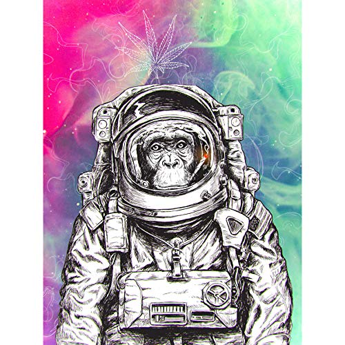 Trippy Monkey Ape Astronaut Illustration Weed Marijuana Large Wall Art Poster Print Thick Paper 18X24 Inch Affe Wand Poster drucken von Artery8