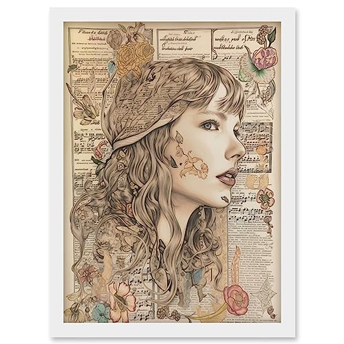 Artery8 Upcycled Music Book Page Singer Portrait Illustration Artwork Framed Wall Art Print A4 von Artery8