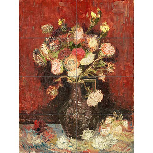 Artery8 Vincent Van Gogh Vase With Chinese Asters And Gladioli XL Giant Panel Poster (8 Sections) von Artery8