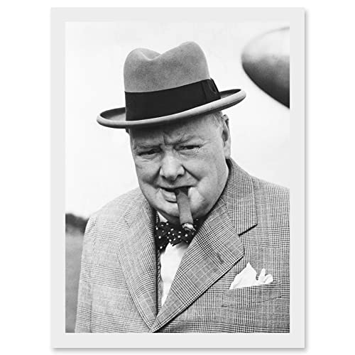Artery8 Vintage Photo Winston Churchill Cigar Prime Minister Britain UK Artwork Framed Wall Art Print A4 von Artery8