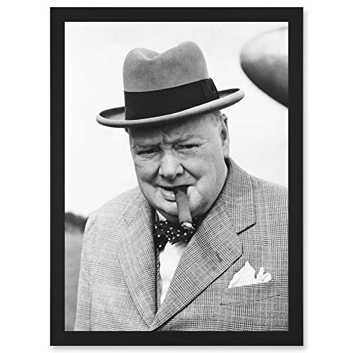 Artery8 Vintage Photo Winston Churchill Cigar Prime Minister Britain UK Artwork Framed Wall Art Print A4 von Artery8