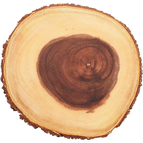 ARTESA KitchenCraft Natürliches Holz-Käsebrett/Servierplatte mit Rindenrand, 25 cm (10") -Rund, braun, 21 cm (8") von Artesa