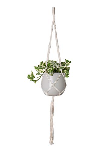 MAKRAMEE, dekorativer Blumentopfhalter, Einzelspiralknoten Weiß 100CM von Artevasi