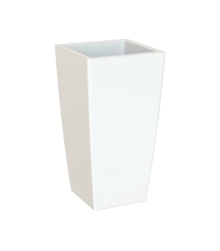 Artevasi Pisa Topf, Quadratischer Blumentopf mit Insert, für Innen oder Außen, 60cm hoch, Weiß von Artevasi