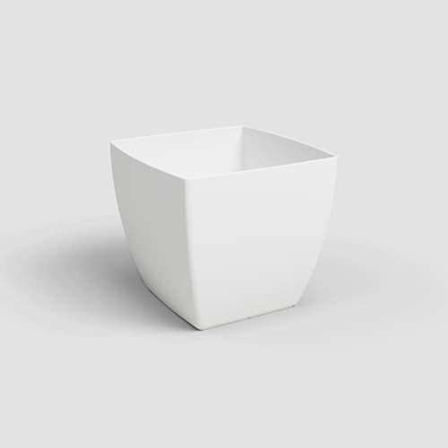 Artevasi Siena Pot, Quadratischer Blumentopf mit Matt-Finish, Kunststoff 100% recycelbar, 30cm, Farbe Weiß von Artevasi