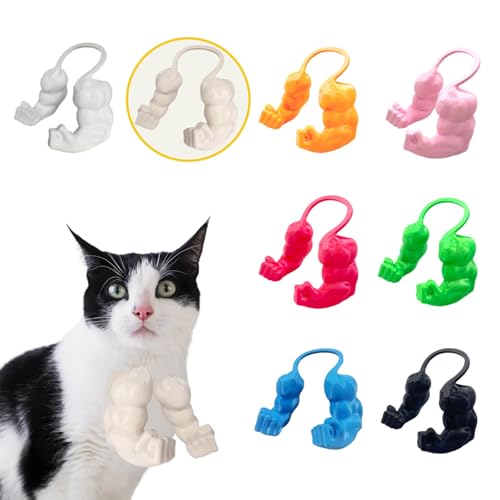 Lustige Katze mit Muskulösen Armen, 3D-Gedruckte Katzenhals-Arme für Cosplay & Haustierfoto, Kreatives Hulk-Style Deko-Prop für Geburtstage (Blassrosa, Faust) von Artévita