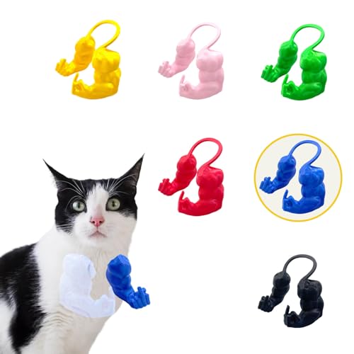 Lustige Katze mit Muskulösen Armen, 3D-Gedruckte Katzenhals-Arme für Cosplay & Haustierfoto, Kreatives Hulk-Style Deko-Prop für Geburtstage (Blau, Mittelfinger) von Artévita