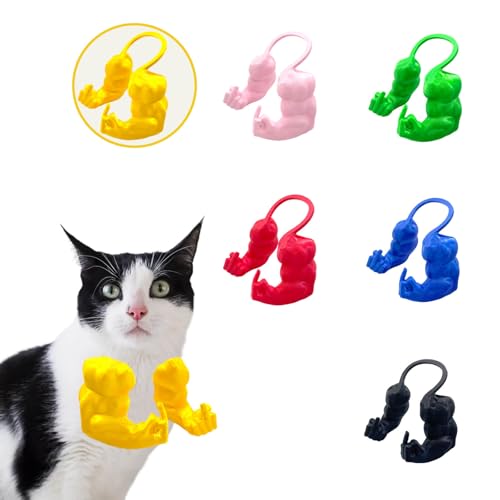 Lustige Katze mit Muskulösen Armen, 3D-Gedruckte Katzenhals-Arme für Cosplay & Haustierfoto, Kreatives Hulk-Style Deko-Prop für Geburtstage (Gold, Mini-Mittelfinger) von Artévita
