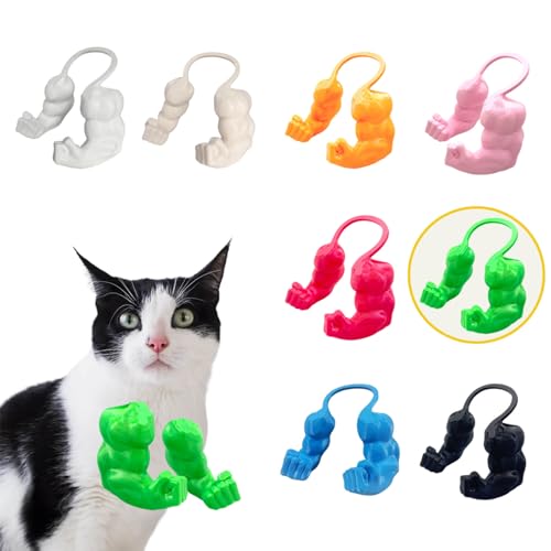 Lustige Katze mit Muskulösen Armen, 3D-Gedruckte Katzenhals-Arme für Cosplay & Haustierfoto, Kreatives Hulk-Style Deko-Prop für Geburtstage (Grün, Faust) von Artévita