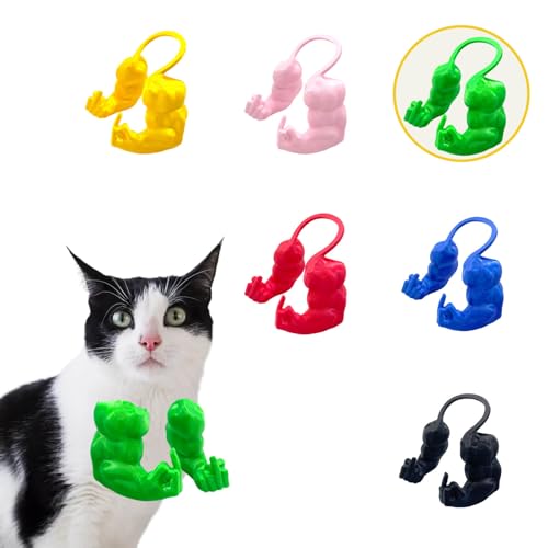Lustige Katze mit Muskulösen Armen, 3D-Gedruckte Katzenhals-Arme für Cosplay & Haustierfoto, Kreatives Hulk-Style Deko-Prop für Geburtstage (Grün, Mini-Mittelfinger) von Artévita