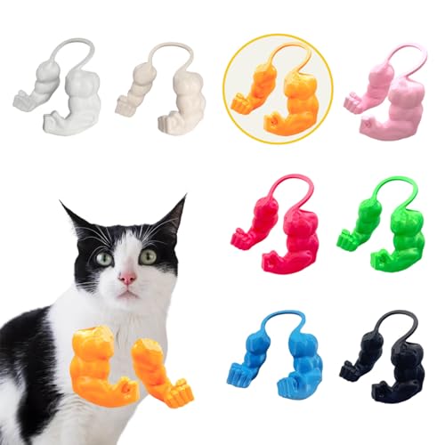 Lustige Katze mit Muskulösen Armen, 3D-Gedruckte Katzenhals-Arme für Cosplay & Haustierfoto, Kreatives Hulk-Style Deko-Prop für Geburtstage (Orange, Faust) von Artévita