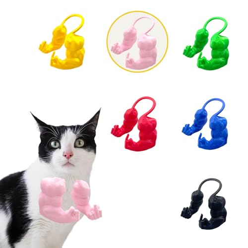 Lustige Katze mit Muskulösen Armen, 3D-Gedruckte Katzenhals-Arme für Cosplay & Haustierfoto, Kreatives Hulk-Style Deko-Prop für Geburtstage (Rosa, Mittelfinger) von Artévita