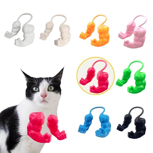 Lustige Katze mit Muskulösen Armen, 3D-Gedruckte Katzenhals-Arme für Cosplay & Haustierfoto, Kreatives Hulk-Style Deko-Prop für Geburtstage (Rot, Faust) von Artévita