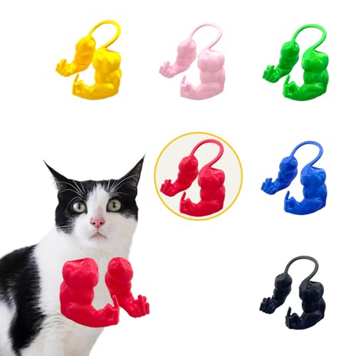 Lustige Katze mit Muskulösen Armen, 3D-Gedruckte Katzenhals-Arme für Cosplay & Haustierfoto, Kreatives Hulk-Style Deko-Prop für Geburtstage (Rot, Mittelfinger) von Artévita