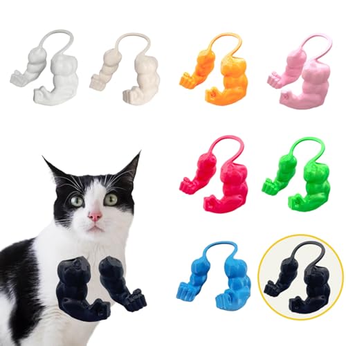 Lustige Katze mit Muskulösen Armen, 3D-Gedruckte Katzenhals-Arme für Cosplay & Haustierfoto, Kreatives Hulk-Style Deko-Prop für Geburtstage (Schwarz, Faust) von Artévita
