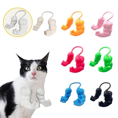 Lustige Katze mit Muskulösen Armen, 3D-Gedruckte Katzenhals-Arme für Cosplay & Haustierfoto, Kreatives Hulk-Style Deko-Prop für Geburtstage (Weiß, Faust) von Artévita