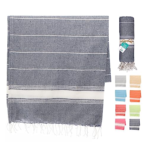 Artexia Saunatuch, Strandtuch, Hamamtuch, Picknickdecke, Badetuch, Duschtuch Beach Towel Badehandtuch Groß Baumwolle, Damen und Herren Strandtuch XXL (Marine) von Artexia