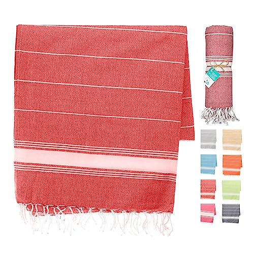 Artexia Saunatuch, Strandtuch, Hamamtuch, Picknickdecke, Badetuch, Duschtuch Beach Towel Badehandtuch Groß Baumwolle, Damen und Herren Strandtuch XXL (Rot) von Artexia