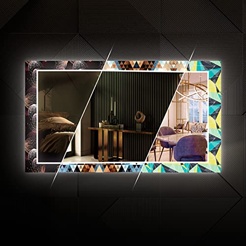 Artforma - 100x70 cm - Design Effekt Spiegel Wandspiegel mit LED Beleuchtung | Spiegel mit Lichtschalter - Badspiegel dekorativer - Individuell Nach Maß von Artforma