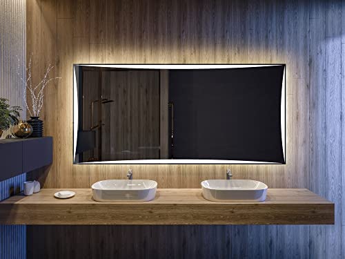 Artforma Badspiegel 100x60 cm mit LED Beleuchtung - Wählen Sie Zubehör - Individuell Nach Maß - Beleuchtet Wandspiegel Lichtspiegel Badezimmerspiegel - LED Farbe zu Wählen Kaltweiß/Neutralweiß L77 von Artforma