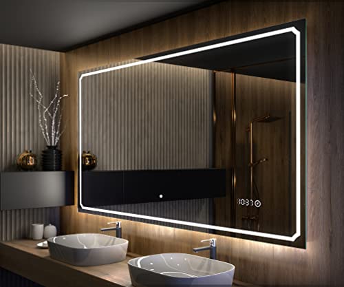 Artforma Badspiegel 100x70 cm mit LED Beleuchtung - Wählen Sie Zubehör - Individuell Nach Maß - Beleuchtet Wandspiegel Lichtspiegel Badezimmerspiegel - LED Farbe zu Wählen L137 von Artforma