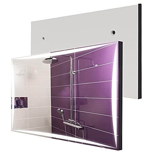 Artforma Badspiegel 110x100 cm mit LED Beleuchtung und Abdeckung- Wählen Sie Zubehör - Individuell Nach Maß - Beleuchtet Wandspiegel Lichtspiegel Badezimmerspiegel - LED Farbe zu Wählen L77 von Artforma