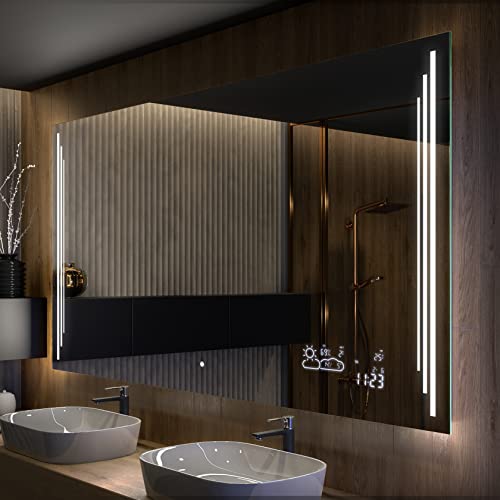 Artforma Badspiegel 110x50 cm mit LED Beleuchtung - Wählen Sie Zubehör - Individuell Nach Maß - Beleuchtet Wandspiegel Lichtspiegel Badezimmerspiegel - LED Farbe zu Wählen L27 von Artforma