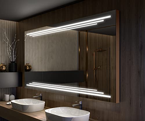 Artforma Badspiegel 110x60 cm mit LED Beleuchtung - Wählen Sie Zubehör - Individuell Nach Maß - Beleuchtet Wandspiegel Lichtspiegel Badezimmerspiegel - LED Farbe zu Wählen L75 von Artforma