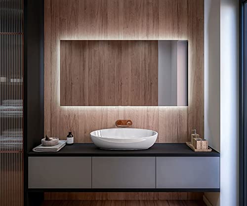 Artforma Badspiegel 110x70 cm mit LED Beleuchtung - Individuell Nach Maß - Beleuchtet Wandspiegel Lichtspiegel Badezimmerspiegel - LED Farbe und Touch Schalter - T100 von Artforma