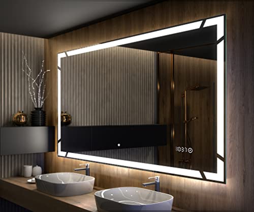 Artforma Badspiegel 110x70 cm mit LED Beleuchtung - Wählen Sie Zubehör - Individuell Nach Maß - Beleuchtet Wandspiegel Lichtspiegel Badezimmerspiegel - LED Farbe zu Wählen L126 von Artforma
